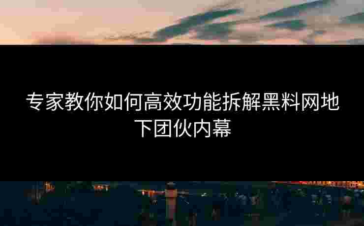 专家教你如何高效功能拆解黑料网地下团伙内幕