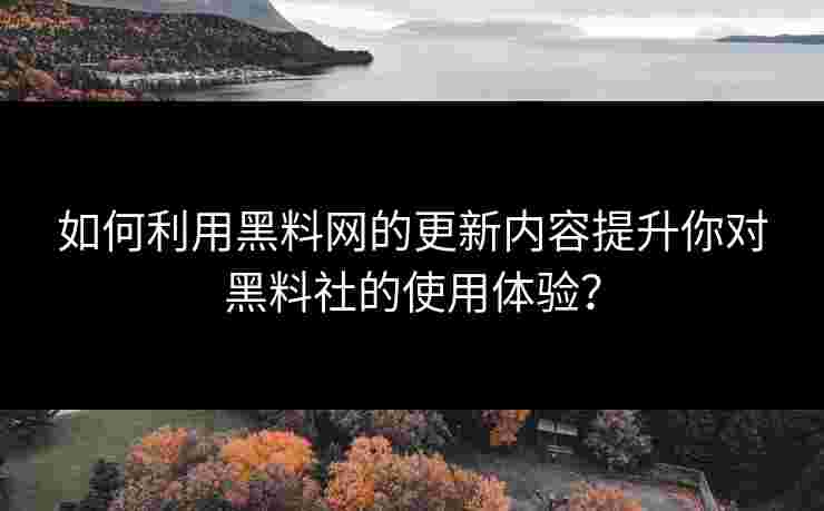 如何利用黑料网的更新内容提升你对黑料社的使用体验？