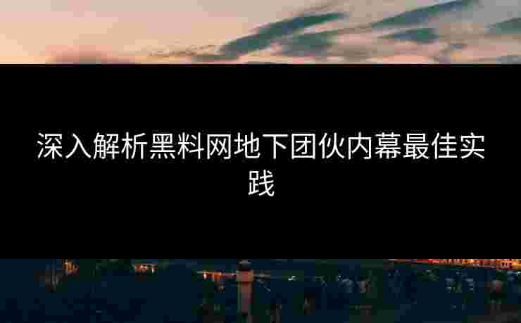 深入解析黑料网地下团伙内幕最佳实践