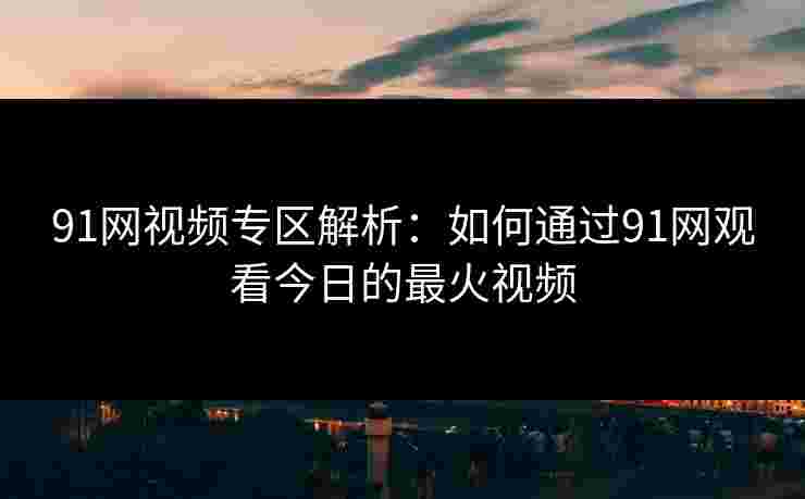 91网视频专区解析：如何通过91网观看今日的最火视频