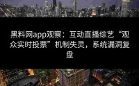黑料网app观察：互动直播综艺“观众实时投票”机制失灵，系统漏洞复盘