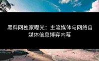 黑料网独家曝光：主流媒体与网络自媒体信息博弈内幕